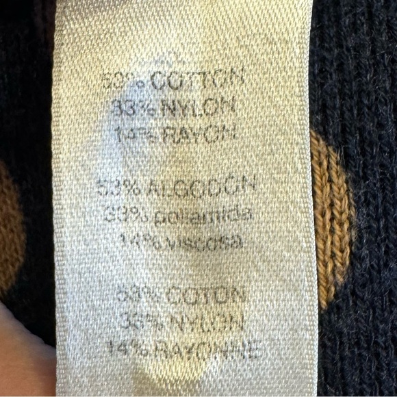 CHICOS Reversible Cardigan Size 3 XL 16 Polka Dot Striped Tan Navy - Picture 14 of 16